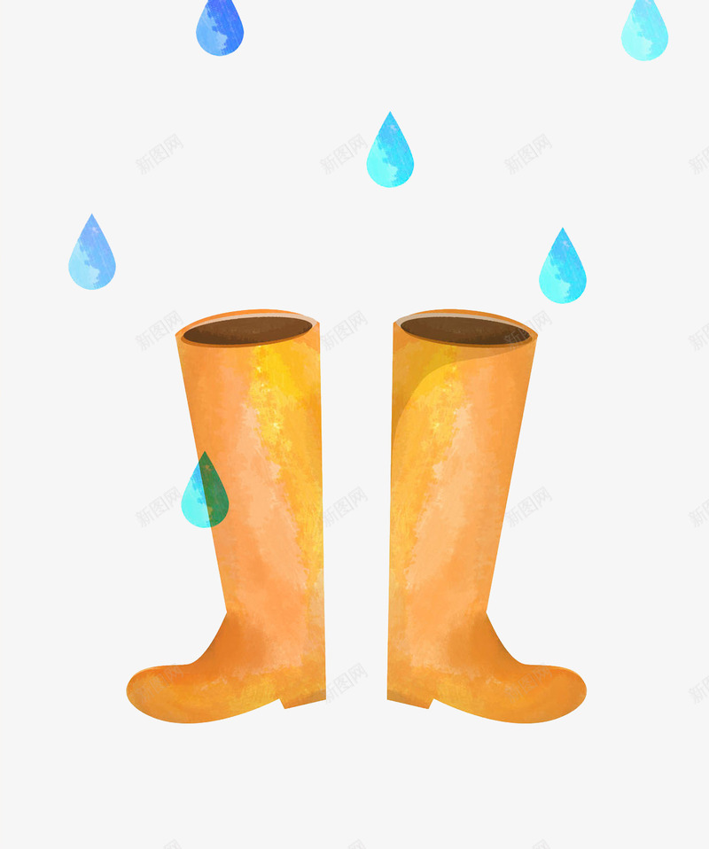 手绘水彩晕染黄色雨靴png免抠素材_新图网 https://ixintu.com 下雨天 手绘 晕染 水彩 雨滴 雨鞋 黄色雨靴