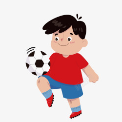 红衣男孩踢足球的小男孩高清图片