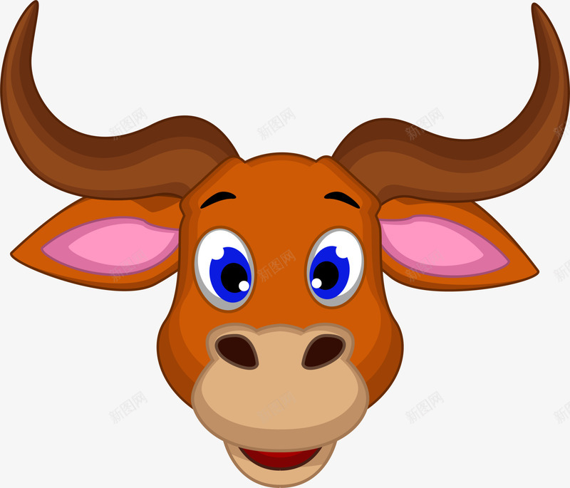 棕色卡通小牛png免抠素材_新图网 https://ixintu.com 动物 棕色小牛 牦牛 耗牛 装饰图案 野牛