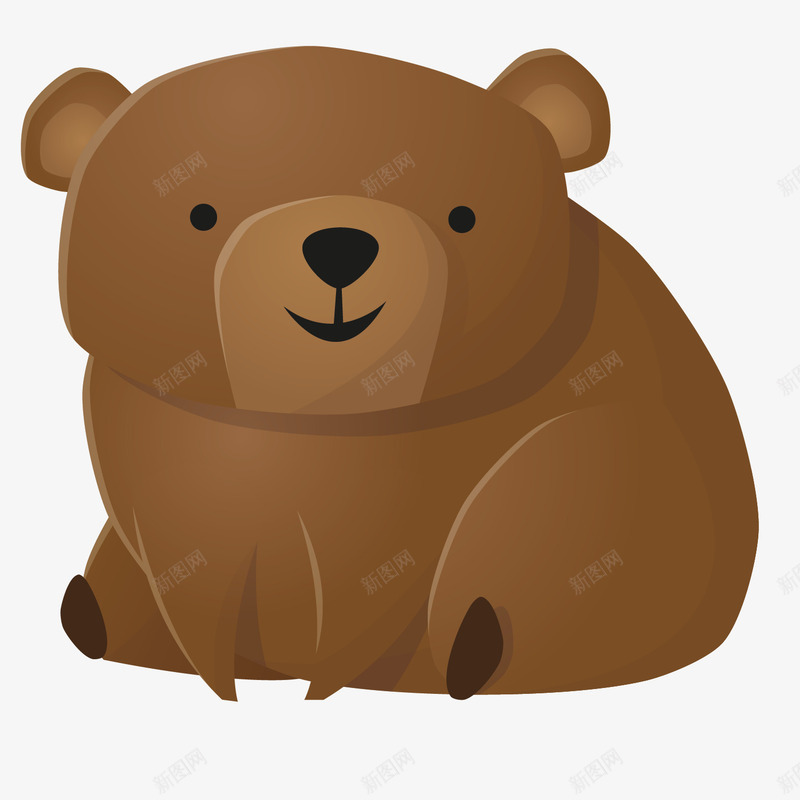 棕色微笑小熊手绘矢量图ai免抠素材_新图网 https://ixintu.com 创意 动物 卡通 可爱 小熊 棕色 眼睛 简单 矢量图