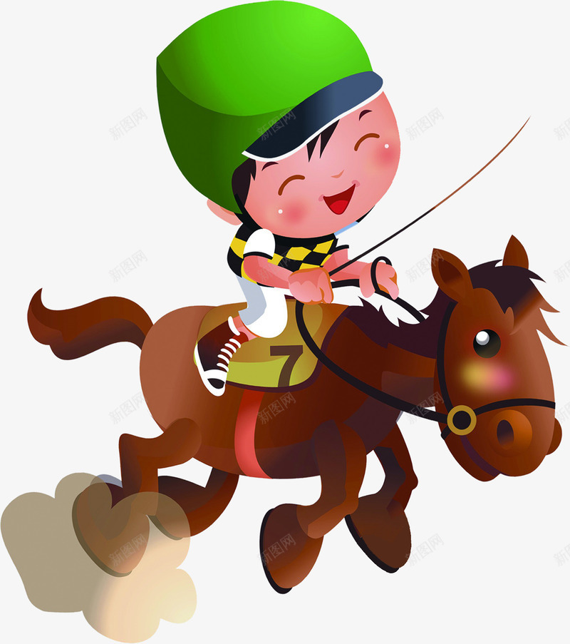 骑马的男孩手绘人物png免抠素材_新图网 https://ixintu.com 人物 男孩 骑马