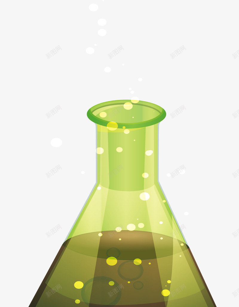 绿色化学试剂png免抠素材_新图网 https://ixintu.com 化学实验 化学试剂 玻璃瓶 矢量png 绿色液体 锥形瓶