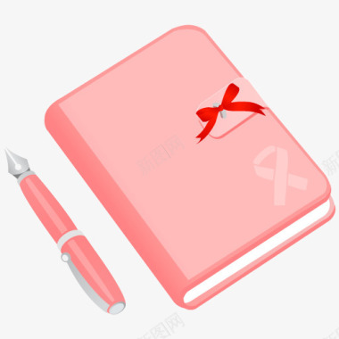 粉色日记本和港币图标图标