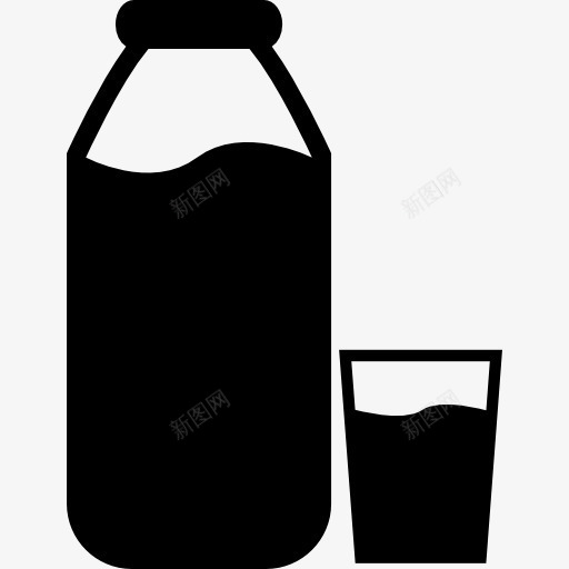 格拉斯和瓶牛奶图标png_新图网 https://ixintu.com 早餐 水 牛奶 玻璃 瓶子 食品 饮料