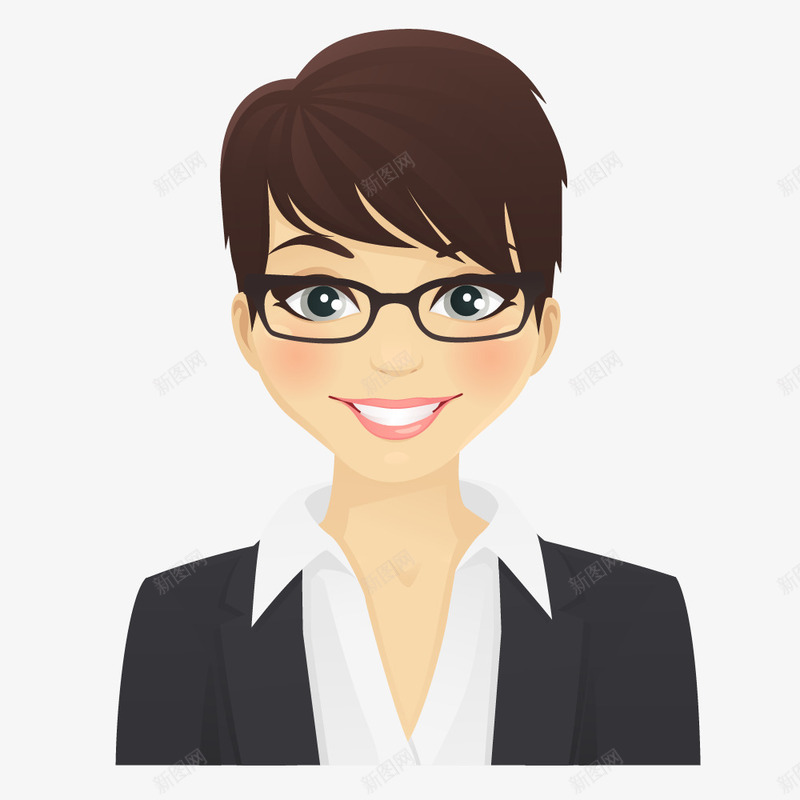 穿职业装的商务女士png免抠素材_新图网 https://ixintu.com 卡通手绘 商务人员 女士 眼镜 装饰图 黑色西装