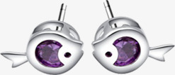 鱼形紫色钻石耳钉素材