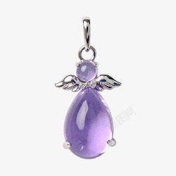 实物紫色宝石银吊坠素材