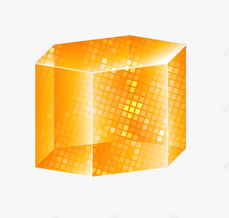 水晶立方体半透明橙色六棱柱png免抠素材_新图网 https://ixintu.com 半透明 水晶 立方体
