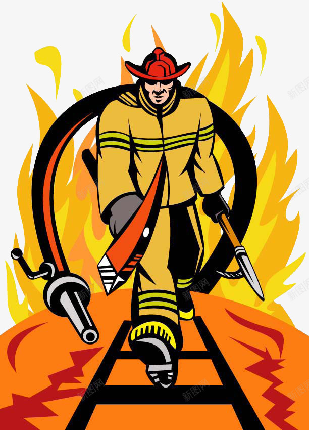 消防员png免抠素材_新图网 https://ixintu.com 水灭火消防队员水带灭火器卡通人物
