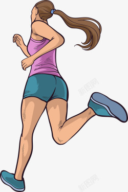 手绘马拉松跑步的女人素材
