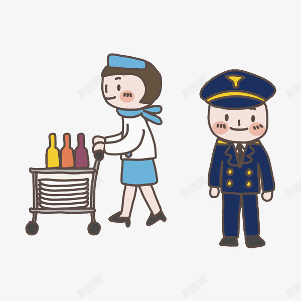手绘乘务员png免抠素材_新图网 https://ixintu.com 乘务员 卡通 女孩 微笑 手绘 水彩 男士 男孩 空姐 食物