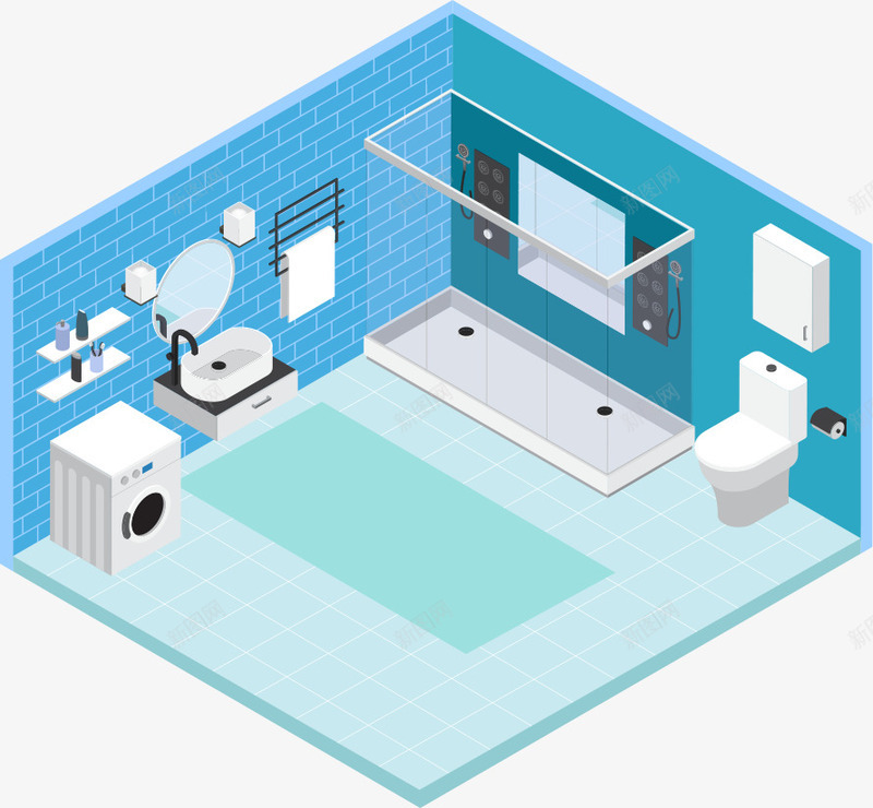 卫生间矢量图eps免抠素材_新图网 https://ixintu.com 卫生间 洗手台 洗手间 洗衣机 马桶 矢量图