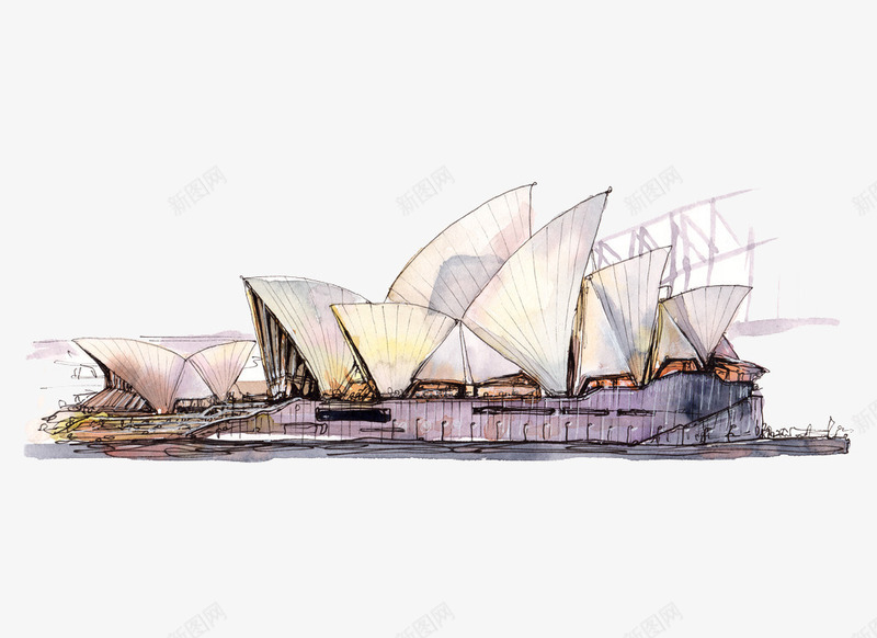 悉尼歌剧院png免抠素材_新图网 https://ixintu.com 卡通 手绘 水彩建筑 著名建筑