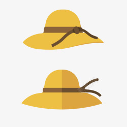 黄色防晒棕色绑带子农民草帽卡通素材