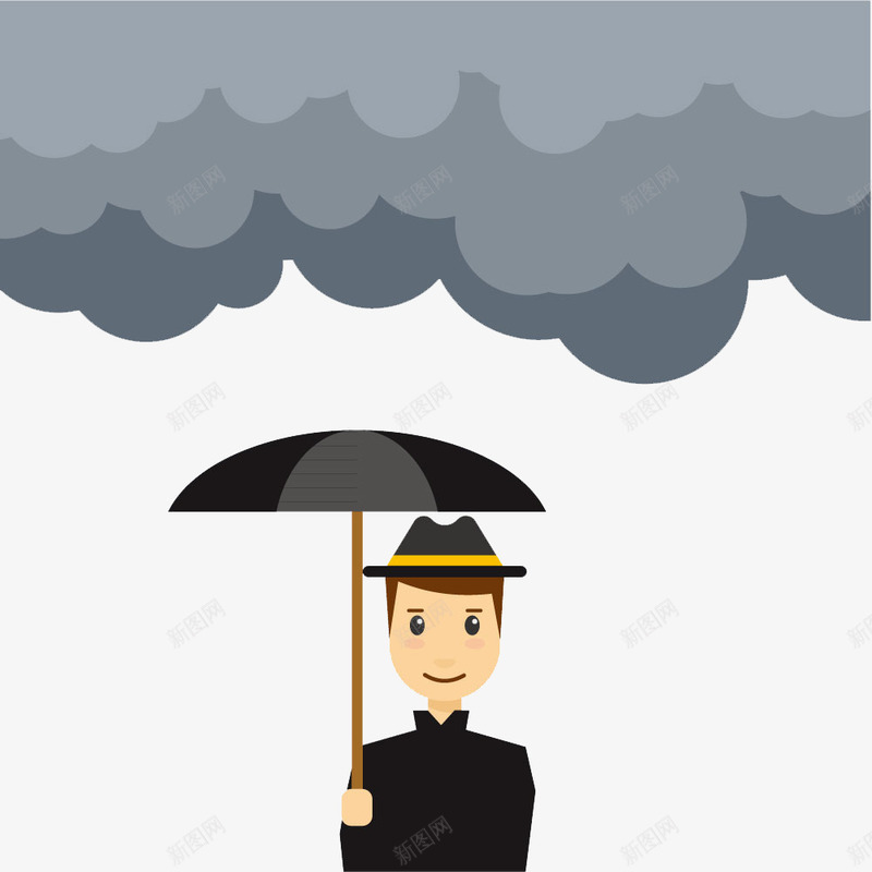 下雨打伞的人图png免抠素材_新图网 https://ixintu.com 下雨 下雨天 乌云 可爱 呆萌 微笑雨伞 手绘下雨天 打伞 雨水