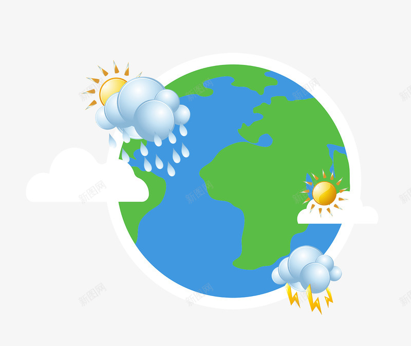 蓝色地球气象太阳装饰psd免抠素材_新图网 https://ixintu.com 免抠气象 地球 太阳装饰 气象 蓝色 闪电 阴天