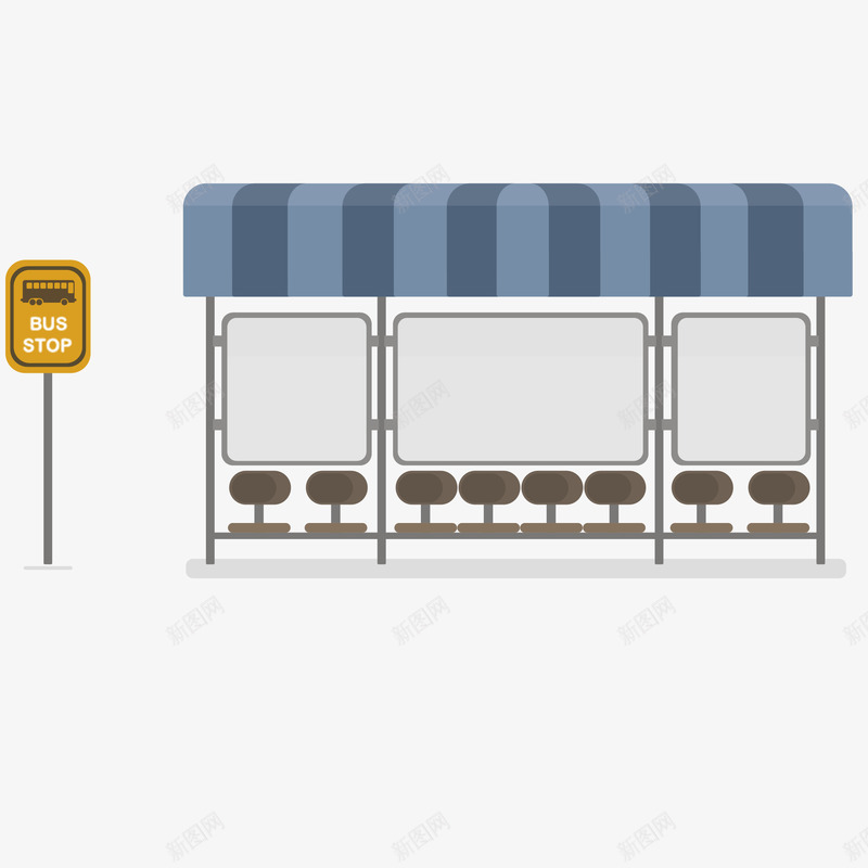 扁平化公交站png免抠素材_新图网 https://ixintu.com 公交站 扁平化 车站