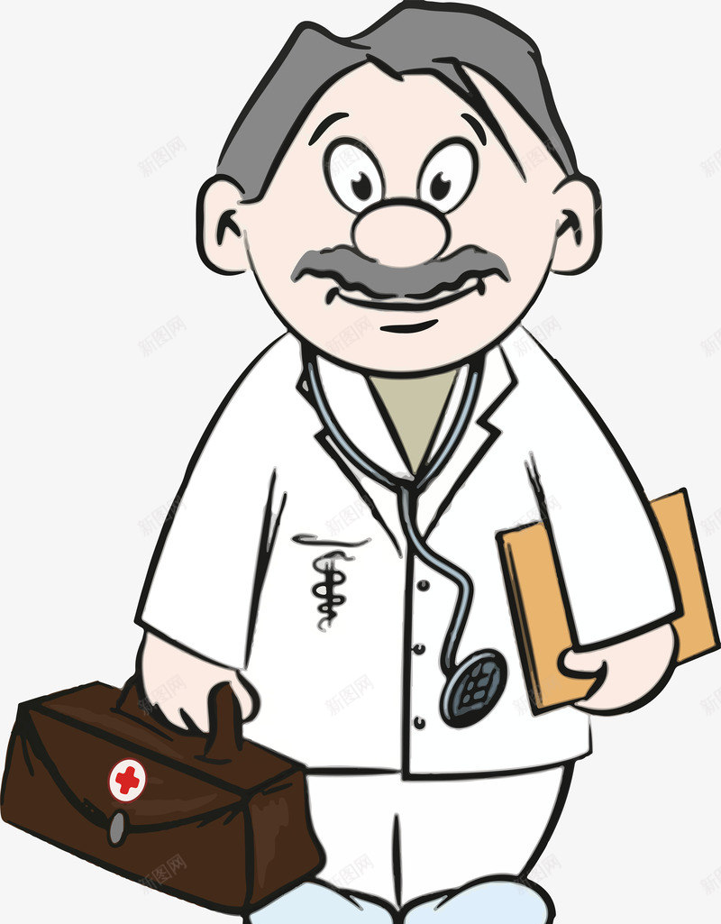 卡通提着包的男医生png免抠素材_新图网 https://ixintu.com AI 劳动者 卡通 卡通人物 家庭医生 提包 提着包的男医生 男人 职业