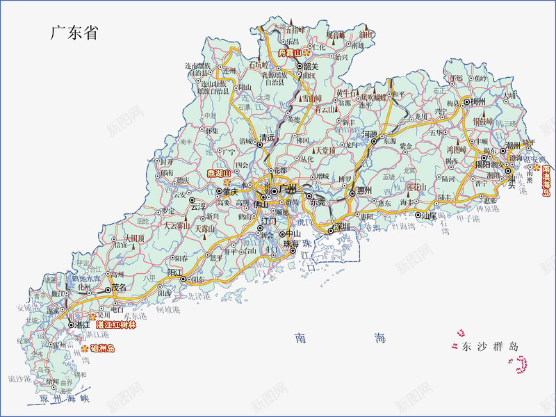 广东省市交通线路图png免抠素材_新图网 https://ixintu.com 交通 地图 广东 广东地图 省市 线路