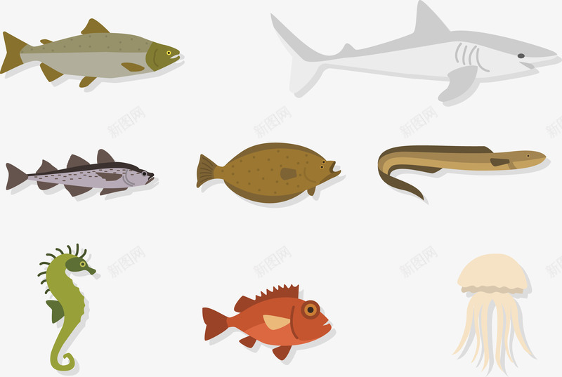 海底动物png免抠素材_新图网 https://ixintu.com 卡通 大鱼 小鱼 海底动物 章鱼 鱼头 鱼尾巴