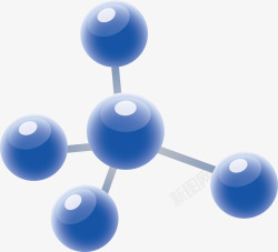 蓝色圆点分子结构素材