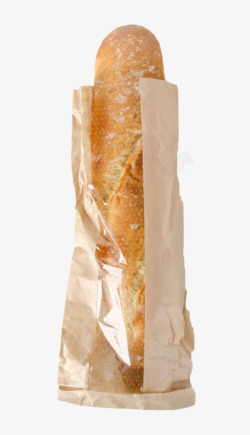 糖类包装棕色纸张包着的法式长面包实物高清图片