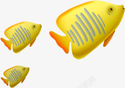 金黄色海底动物卡通小鱼素材