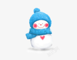 冬天的雪蓝帽子雪人高清图片