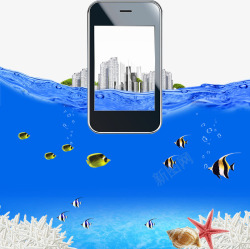 智能手机与海底世界素材