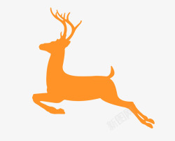 麋鹿剪影标贴手绘麋鹿高清图片