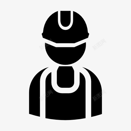 修理工人剪影图标png_新图网 https://ixintu.com 人 勤杂工 安全帽 建筑工人