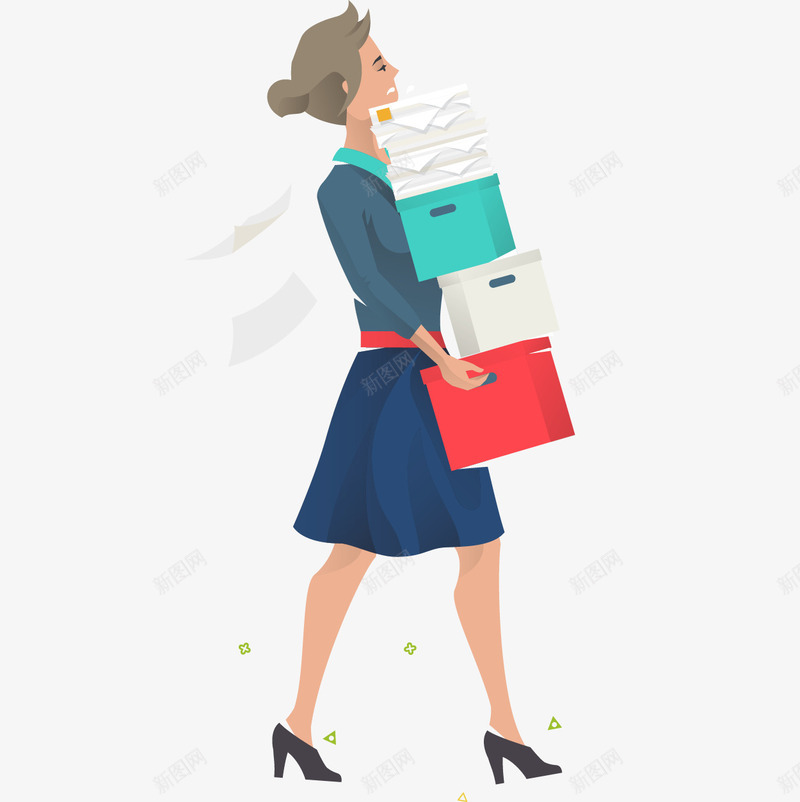 抱着收纳盒的女人png免抠素材_新图网 https://ixintu.com 工作人员 手绘 收纳盒 文件 白领 职场女性 高跟鞋