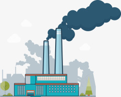 烟雾图蓝色手绘的化工厂高清图片