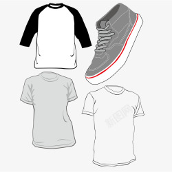 长袖t恤矢量图男式运动鞋和T恤矢量图高清图片