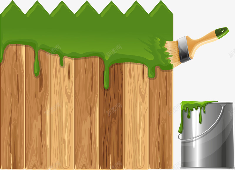 卡通油漆木板png免抠素材_新图网 https://ixintu.com 刷墙 卡通木板 木板 油桶 油漆 装修 装饰图案