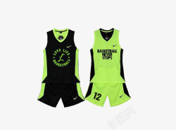 篮球队服黑绿双色篮球球衣高清图片