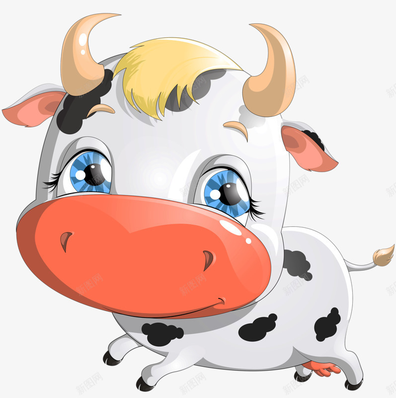 奔跑你的奶牛png免抠素材_新图网 https://ixintu.com 卡通奶牛 可爱 奔跑 奶牛