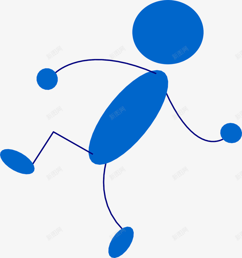 蓝色的卡通线条人物png免抠素材_新图网 https://ixintu.com 人物 卡通人物 奔跑的人物 手绘人物 线条 线条人物 蓝色人物