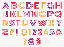 彩色拼接数字彩色条纹英文字母数字表高清图片