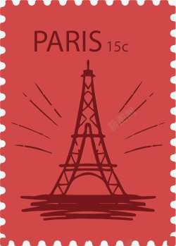 巴黎邮票巴黎观光邮票矢量图高清图片