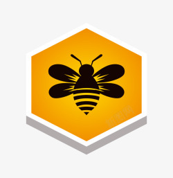 大蜜蜂黄标签六边形印章贴纸素材
