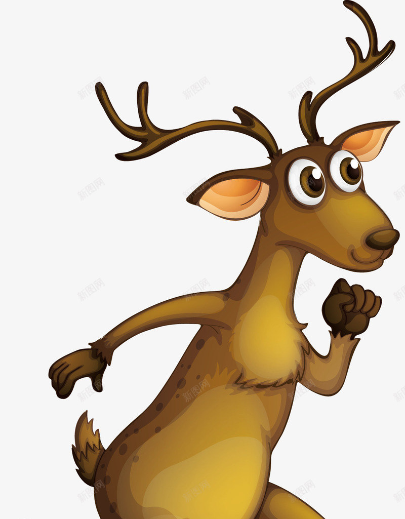 跑步的麋鹿矢量图eps免抠素材_新图网 https://ixintu.com 卡通麋鹿 奔跑 棕色 矢量素材 麋鹿 矢量图