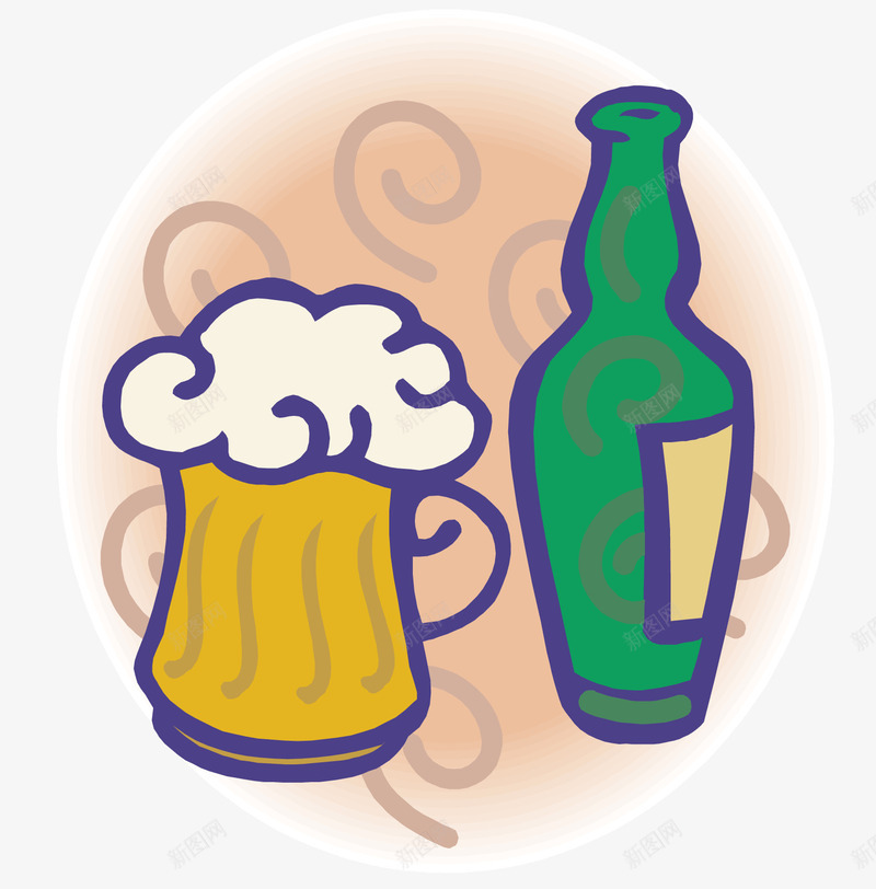 一瓶啤酒和一杯啤酒png免抠素材_新图网 https://ixintu.com 促销 啤酒烧烤 啤酒节 夜市 小吃 扎啤 酒瓶 饭店