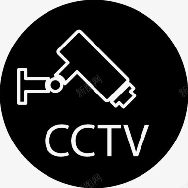 监控摄像机和CCTV标志一圈图标图标