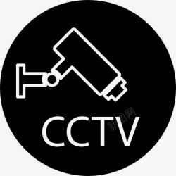 CCTV摄像机监控摄像机和CCTV标志一圈图标高清图片