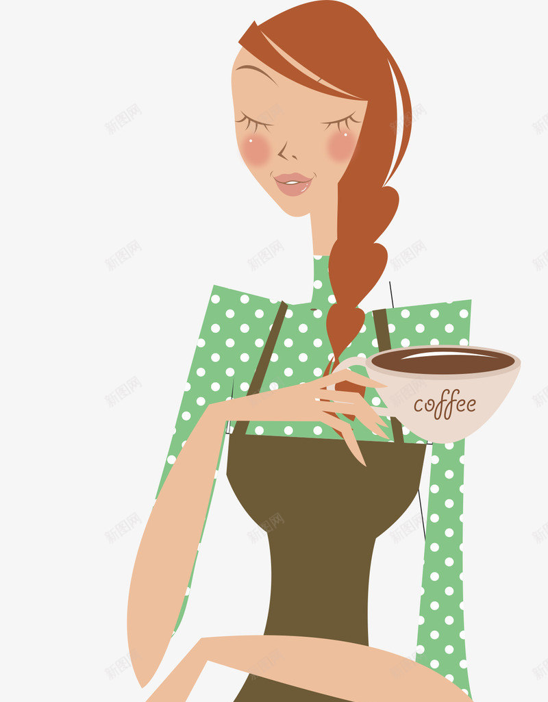 喝咖啡的女人矢量图ai免抠素材_新图网 https://ixintu.com 下午茶 享受 休闲 卡通人物 吃东西的人 矢量图