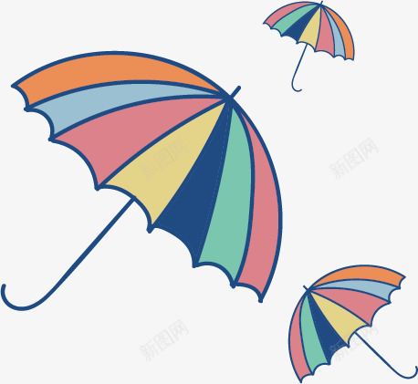 彩色雨伞矢量图ai免抠素材_新图网 https://ixintu.com 七彩 下雨 免费 雨伞 雨季 矢量图