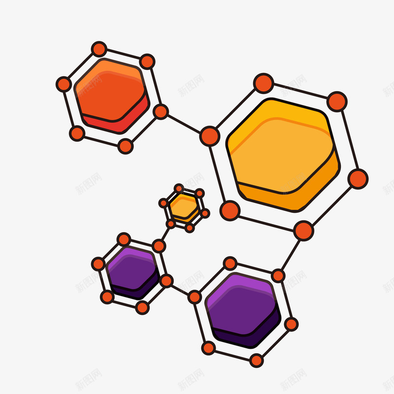 彩色分子结构png免抠素材_新图网 https://ixintu.com 分子结构 化学装饰 卡通 彩色 背景装饰