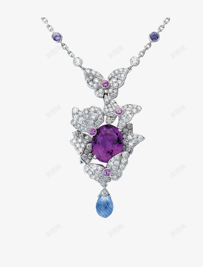 钻石项链png免抠素材_新图网 https://ixintu.com 紫宝石 钻石 项链 首饰
