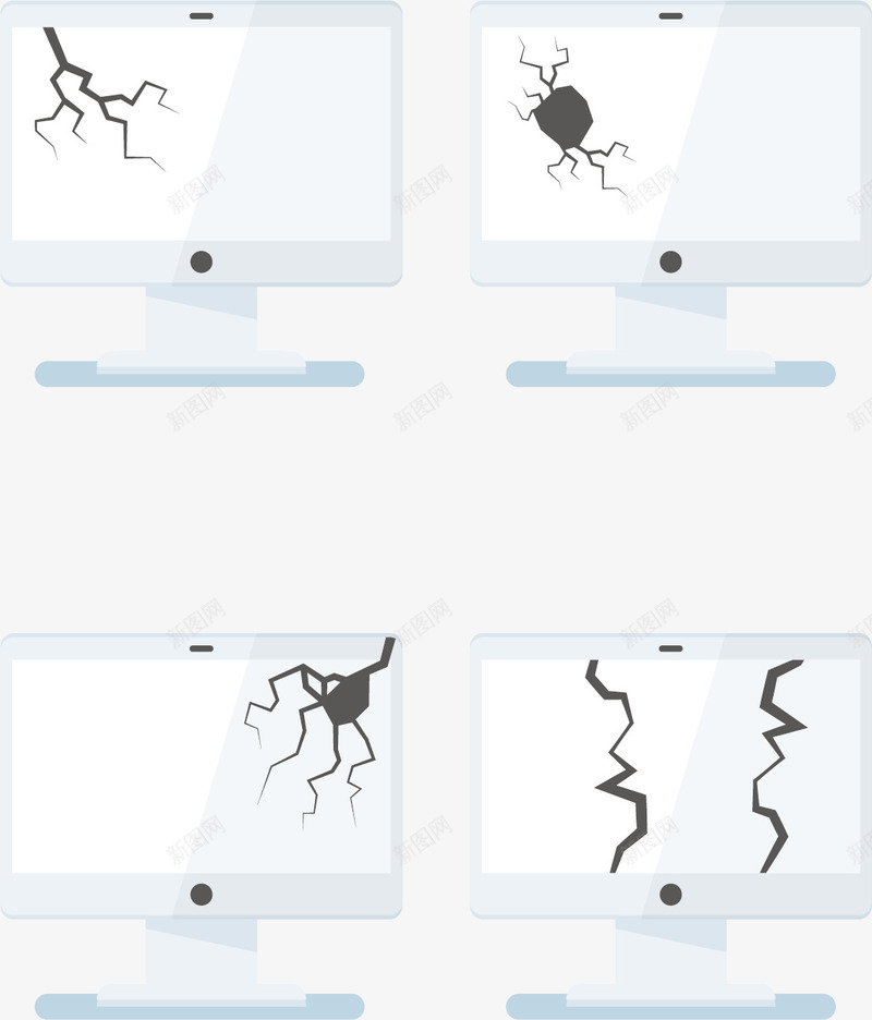 震裂的电脑屏幕图标png_新图网 https://ixintu.com 屏幕 碎裂 裂开纹理 震碎 震裂